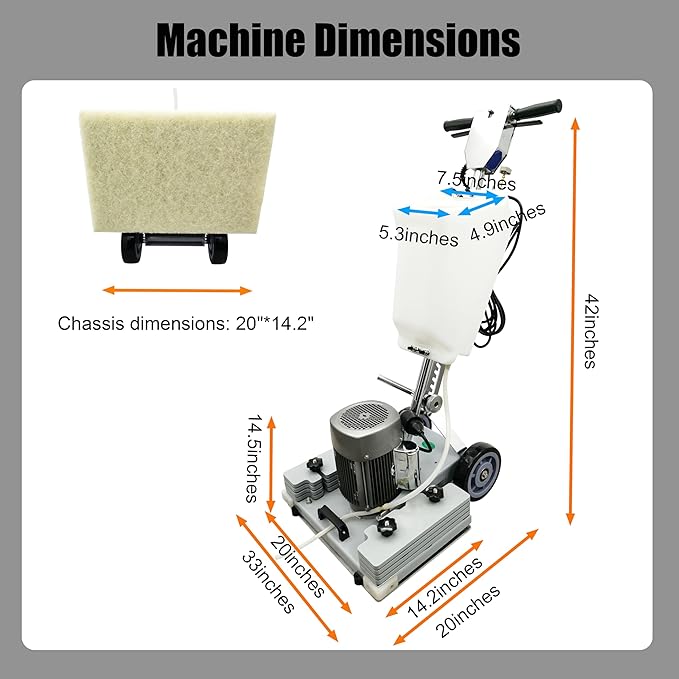 Floor Grinding Scrubber Buffer Polisher Machine Square Chassis Clean Polish Wax Renovate Step Gymnasiums Shops Hotels Office Exhibition Hard Ground 110V Commercial Industrial