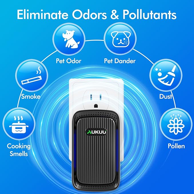 Air Ionizers (4 Pack）- Plug In Negative Ion Air Purifiers - Quiet Air Freshener for Home, Bedroom, Office, Basement - Portable Air Purifier Odor, Smoke, Dust, Pet Smell - Mini Air Cleaner Black