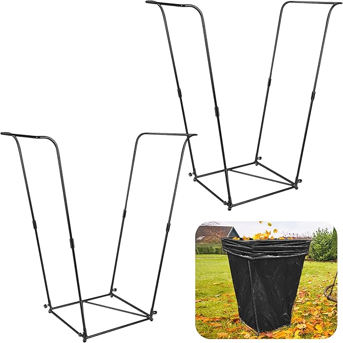 Metal Trash Bag Holder - Garbage Bag Holder Frame Holds 30-45 Gallon Plastic Bags-Multi-Use Outdoor Leaf Bag Stand for Yard Camping Garden Lawn Party Supplies (2pcs)