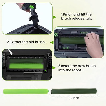 6-Pack Rubber Brushes for iRobot Roomba S9/S9+/S9+ (9150/9550) – Replacement Vacuum Roller Brush, Compatible with Roomba S9 Series – Bristle-Free for Floors & Carpets