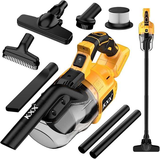 Cordless Vacuum for Dewalt 20V Battery, 5 in 1 Handheld Electric Vacuum Cleaner with 500W Powerful Motor, 46 CFM Portable Hand Vacuum with Filtration HEPA for Floor, Carpet, Car (Battery Not Included)