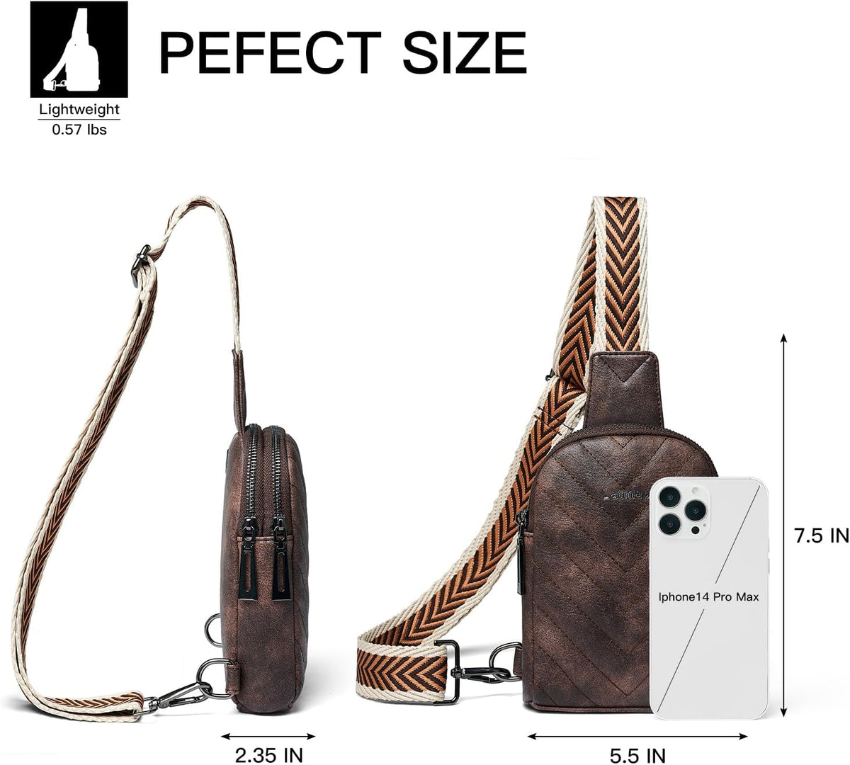 7L Sling Bag for Women Men Leather Small Sling Backpack Daypack Anti Theft Fanny Pack Crossbody Purse Travel
