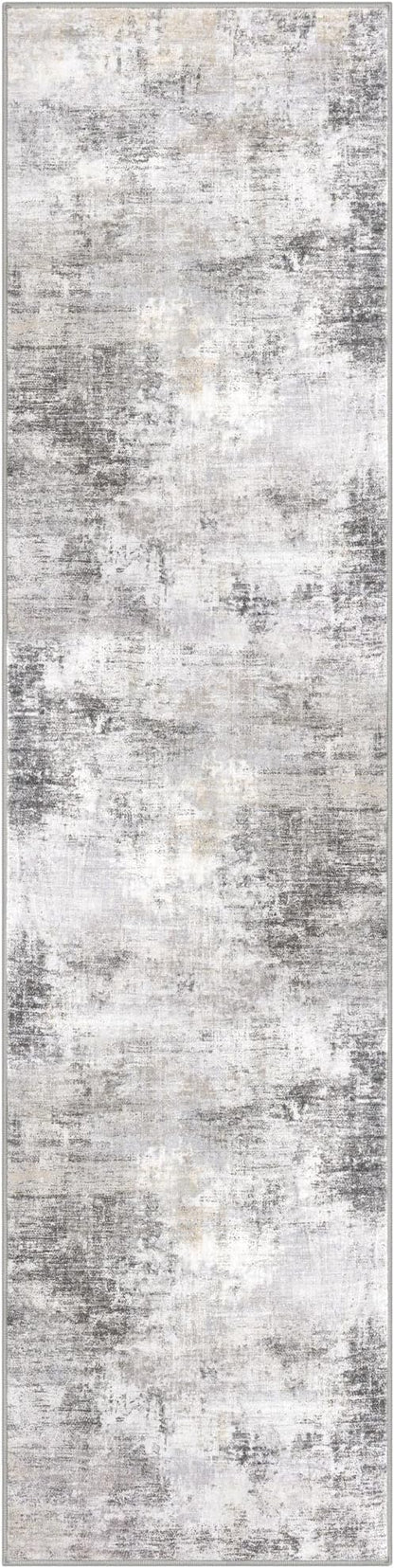 IOHOUZE Abstract Runner Rug 2x8 Ft Washable Runners for Hallways, Non Slip Kitchen Runner Printed Faux Wool Entryway Runner Indoor, Modern Abstract Floor Carpet for Hall Kitchen Bedroom, Grey Beige