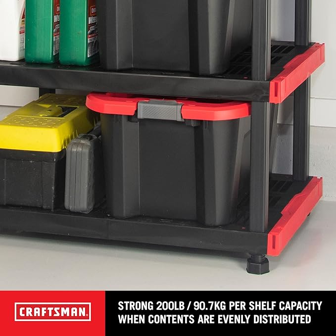 CX Craftsman, 4-Tier Highly Durable Storage Rack, 200lbs/shelf, (55”H x 40”W x 24”D), Interlocking Shelving Unit and Weather-Resistant Design, American Made Garage Shelf