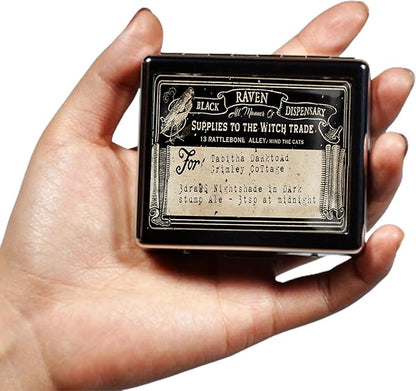 Silver Vintage Pill Box 7 Day Metal Pill Box with Mirror and 8 Compartments Cute Travel Pill Organizer for Purse (Vintage Label)