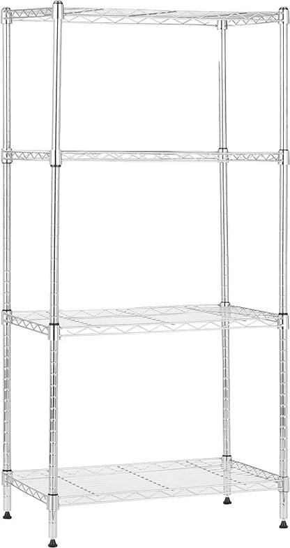 Amazon Basics 4-Shelf Adjustable, Storage Shelving Unit, (200 Pound Loading Capacity per Shelf), Steel Organizer Wire Rack, 13.4"D x 23.2"W x 48"H, Chrome