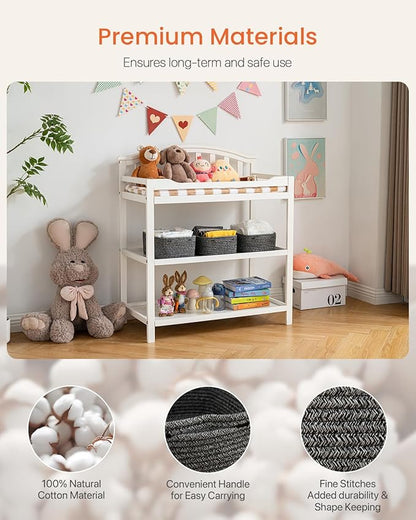 Small Woven Basket, 12 x 8 x 4.5 Inches, Storage Basket for Organizing, Cute Small Rope Shelf Closet Cube Storage Bins Baskets for Shelves, Dog Toy Gift Baskets Empty, 3 Pack Mixed Black
