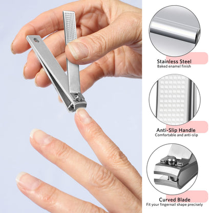 Tweezers and Nail Clipper Set with Case for Men Women, MORGLES 9 Pcs Professional Stainless Steel Tweezers No Gaps
