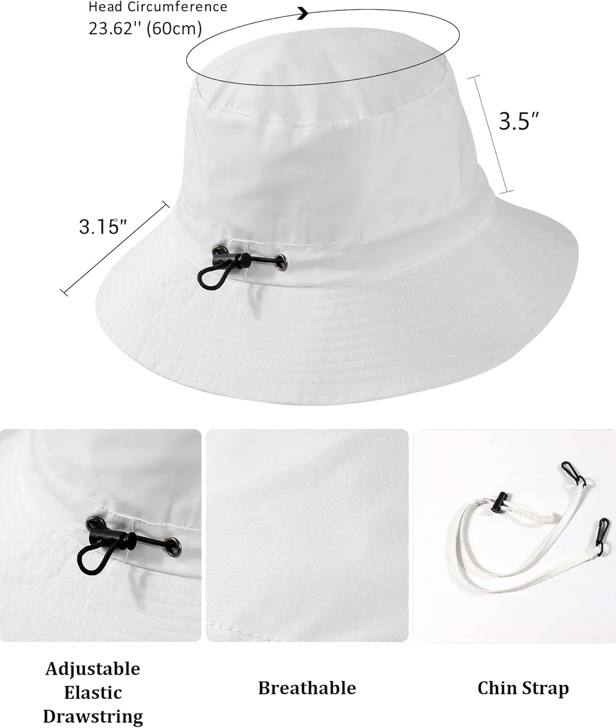 Water-Resistant Sun UPF 50+ Bucket Hat Protection Packable Brimmed Boonie for Women Men Summer Lightweight Hiking Outdoor Cap