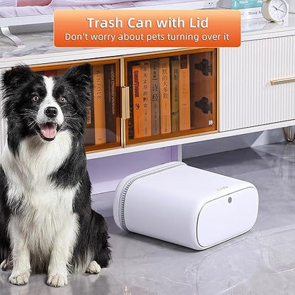 funest Bathroom Trash Can, 3.3 Gallon Slim Trash Can with Lid, Adsorption Garbage Can with Press-Top Lid, Small White Narrow Plastic Trash Bin for Bathroom, Office, Bedroom, Living Room