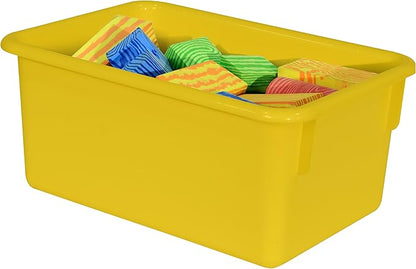Wood Designs Cubby Storage Bin, Heavy Duty Plastic Containers for Kids Yellow Cubby Tray Set of 10