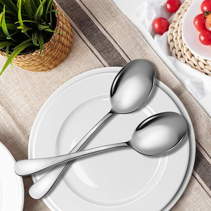 Stainless Steel Serving Spoons Set, 8pc, 10-Inch, Includes 8 Large Spoons, for Parties/Kitchen/Buffet/Catering, Dishwasher Safe