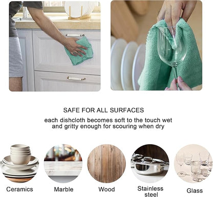 kimteny Kitchen Cloth Dish Towels, 13x28 Inches Premium Dishcloths, Super Absorbent Coral Velvet Microfiber Cleaning Cloths, Fast Drying Rags for Washing Dishes (13x28-8 Pack, Green)