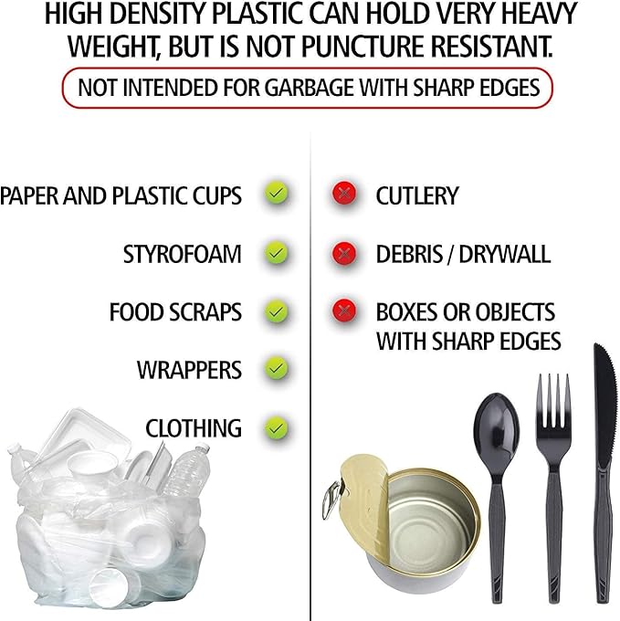 Aluf Plastics High Density Trash Bags, 56 Gallon, 800 Count, 16 Micron (eq), 43" x 48", Clear, for Bathroom, Office, Industrial, Commercial, Janitorial, Municipal, Recycling