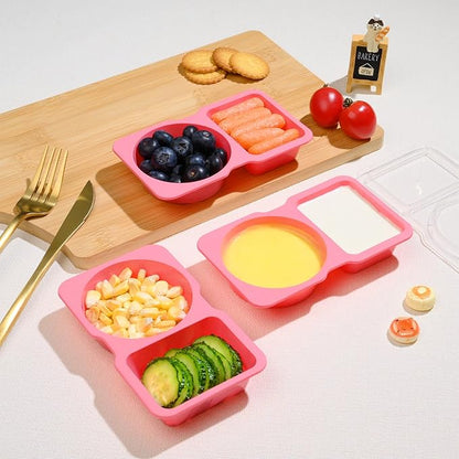 Double Compartment Snack Containers with Lids, 2 Compartment Condiment Container, Plastic Disposable Snack Pack Containers for Sauce, Salad, Food Storage Box(20PCS-Pink)