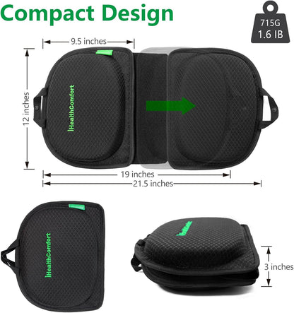 Small Travel Seat Cushion,Gel Memory Foam Seat Cushion,Supportive Butt Pillow,Portable and Foldable for Long Sitting Hours on Stadium Airplane Car Seat