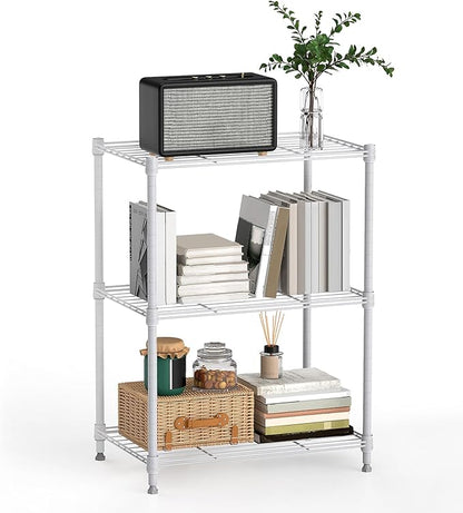 450 lbs Wire Storage Shelving 3-Tier Utility Shelving Unit Steel Organizer Wire Rack for Home,Kitchen,Office,White (11.8" D x 17.7" W x 26.4" H)