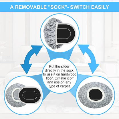 New Upgrade Furniture Movers Sliders, 8+8 Pack 5.8 * 4.3" Multi-Surface Furniture Sliders with Groove Design, Oval 8PCS Moving Pads and 8 Hardwood Socks, Protect Floor and Easily Move Furniture