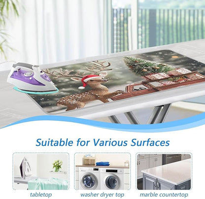 Christmas Tree Elk Truck Ironing Mat for Table top Portable Ironing Pad Blanket for Washer Dryer Countertop Travel