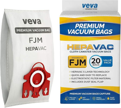 FJM Vacuum Cleaner Bags for Miele - 20 Pack - HEPA AirClean 3D Dust Bags – Fits Compact C1, C2, Complete C1