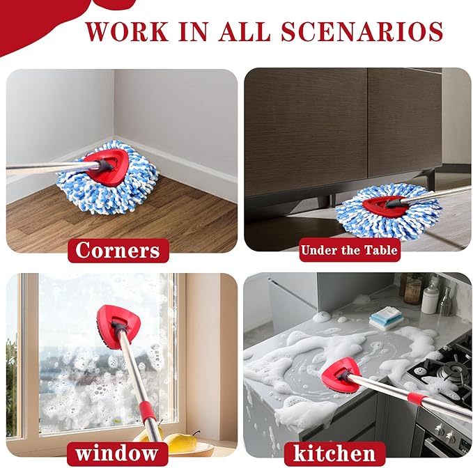 6 Pack Spin mop Replacement Head, Spin mop Scrub Brush,Microfiber Mop Refills, Easy to Replace,for Bathroom,Kitchen,Tub and Tile,Easy Cleaning,Suitable for Ocedar RinseClean 2-Tank System Spin Mop (G)