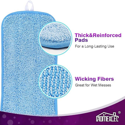 HOMEXCEL Reusable Mop Pads Compatible with Swiffer WetJet (8 Pack) - 12-inch Microfiber Mop Pads Wet Jet Refills for Wet Mopping Cloths - Hardwood Floor Cleaning
