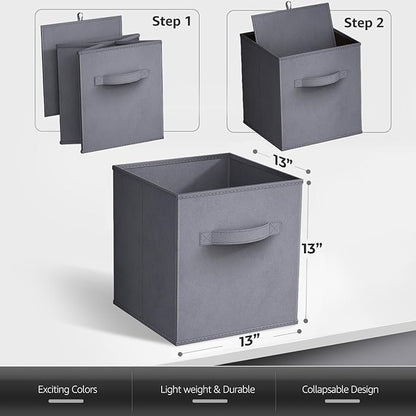 Sorbus 13 Inch Storage Bins - Sturdy Collapsible Fabric Storage Cubes with Handle - 8 Foldable Baskets for Organizing Clothes, Toys, Books - Storage Baskets for Shelves, Closets