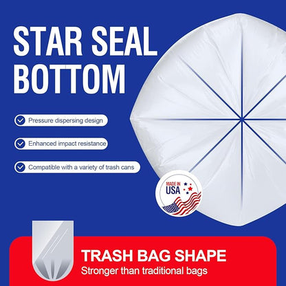 Delxo 40-45 Gallon Clear Trash Bags, 125 Count – Medium Duty Garbage Bags, Thick, Durable & Puncture-Resistant Plastic Can Liners– Made in USA for Kitchen, Yard & Commercial Use