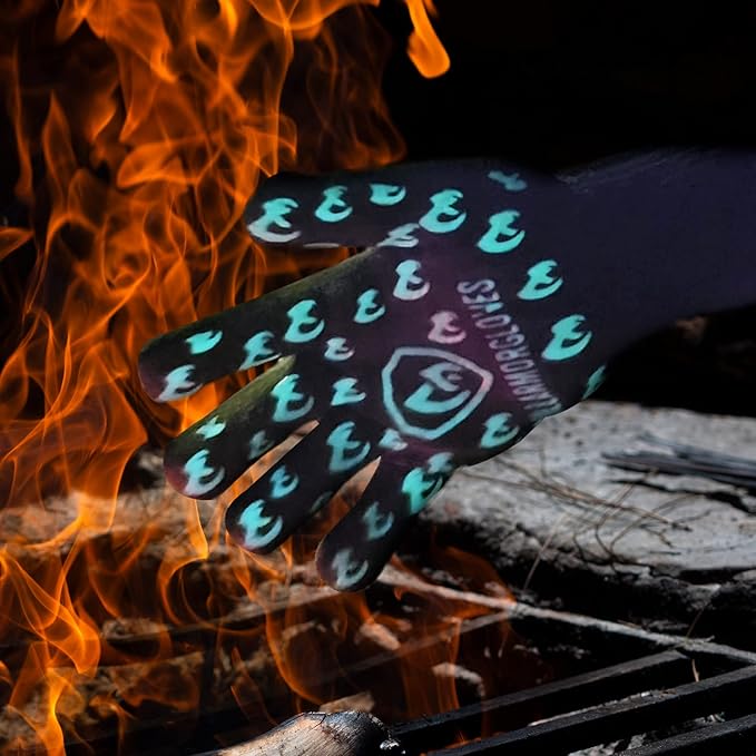Grill Armor Oven Gloves 932°F Extreme Heat & Cut Resistant Oven Mitts with Fingers for BBQ, Cooking, Grilling, Baking – Accessory for Smoker, Cast Iron, Fire Pit, Camping, Fireplace, Griddle & More