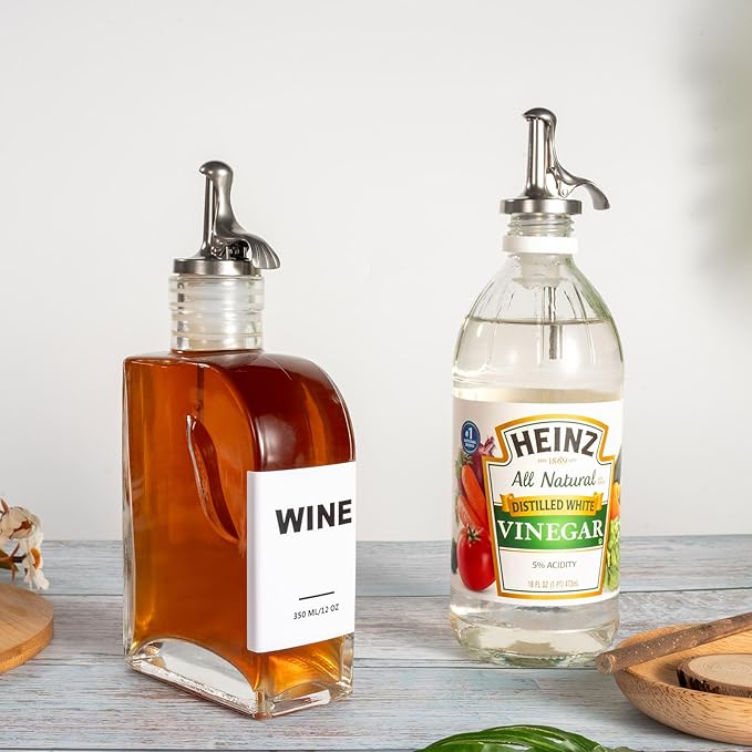 3-in-1 Liquor Bottle Pourers with Speed Spouts, Automatic Sealing Spout with Built-in Caps - Dishwasher Safe, Alcohol Speed Spouts - 2PCs with 2 Adapters (Glossy version)