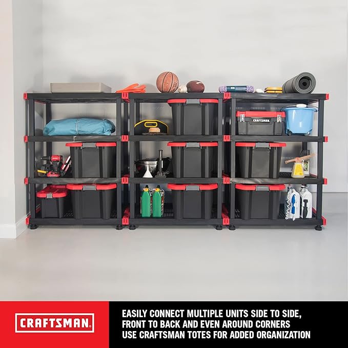 CX Craftsman, 4-Tier Highly Durable Storage Rack, 200lbs/shelf, (55”H x 40”W x 24”D), Interlocking Shelving Unit and Weather-Resistant Design, American Made Garage Shelf