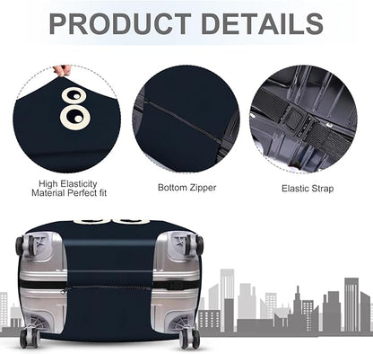 ANNA QUEEN Navy Blue Cartoon Eyes Luggage Cover, Funny Suitcase Protector for 20-22 Inch Luggage, Stretchable & Washable Travel Cover, Cute, Durable & Easy to Spot