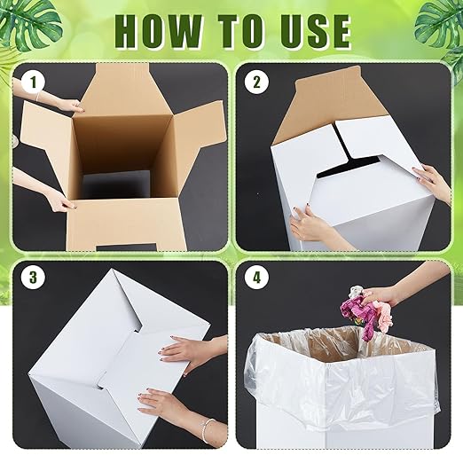 10 Pack 13 Gallon Cardboard Trash Cans Disposable and Reusable Corrugated Cardboard Cans Recycling Bins Bulk with 20 Garbage Bags for Parties Events