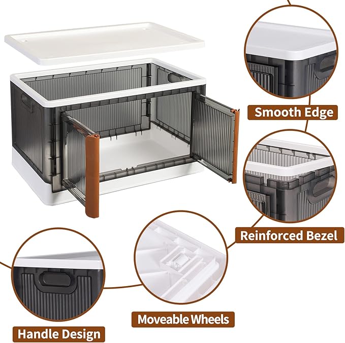 Storage Cabinet - Room Organizer, Plastic Shelves Organizer, Storage Bins with Lids, Collapsible Outdoor Storage Box, 19 Gal Office Organization, Stackable Bookshelf, 4 Pack Cube Storage Organizer