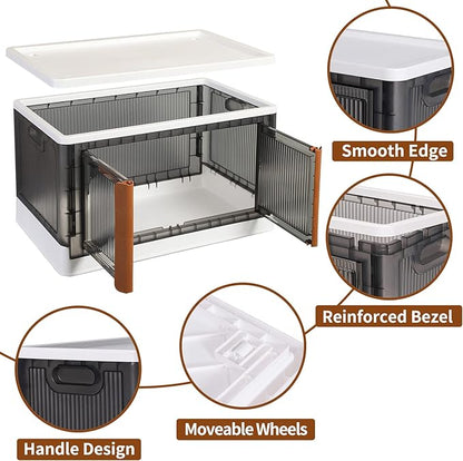 Storage Cabinet - Room Organizer, Plastic Shelves Organizer, Storage Bins with Lids, Collapsible Outdoor Storage Box, 19 Gal Office Organization, Stackable Bookshelf, 4 Pack Cube Storage Organizer