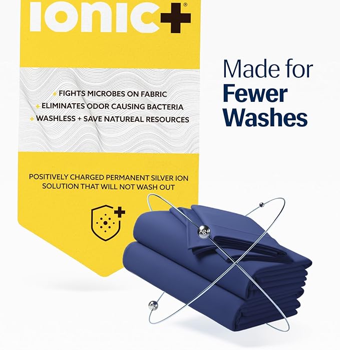 REST® Evercool®+ Cooling Sheet Set, King Size, Midnight Blue, Breathable Bed Sheets for Hot Sleeper and Night Sweats, with Pillowcases, with Ionic+ Self-Cleaning Silver Yarn for Sensitive Skin, 4PCS