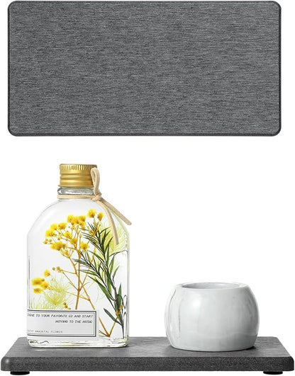 2PCS 7" x 3.5" Water Absorbing Bathroom Sink Vanity Trays, Diatomite Stone Quick Drying Mat for Kitchen Counter, Dish Rack Dispensers Sponge Holder Caddy Organizer, Dark Gray, 7"x3.5"