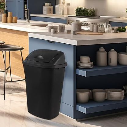 Zopnny 4-Pack Lidded Trash Can, 13 Gallon Black Plastic Garbage Bin with Lid for Office, Bedroom, Bathroom