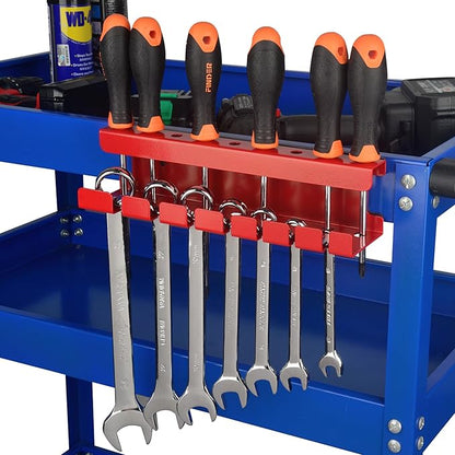 ULIBERMAGNET Magnetic Wrench Holder,Heavy Duty Red Magnetic Screwdriver Holder,Wrench Screwdriver Shear Organizer Rack Magnetic Mount Multiple Tools Rack for Garage,Tool Cart,Pegboards,Workbench