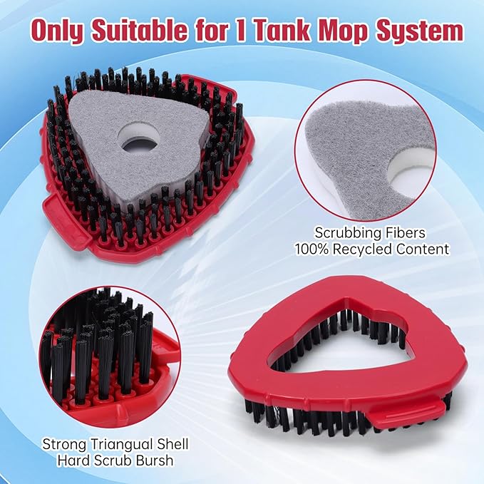 2 Pcs Spin Mop Replacements Scrub Brush and 1 Mop Base with 6 Pcs Scouring Pad Compatible with Cedar EasyWring 1 Tank System，Including 6Pcs Scouring Pad + 12Pcs Heavy Duty Scrub Sponge