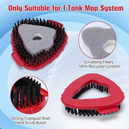 2 Pcs Spin Mop Replacements Scrub Brush and 1 Mop Base with 6 Pcs Scouring Pad Compatible with Cedar EasyWring 1 Tank System，Including 6Pcs Scouring Pad + 12Pcs Heavy Duty Scrub Sponge