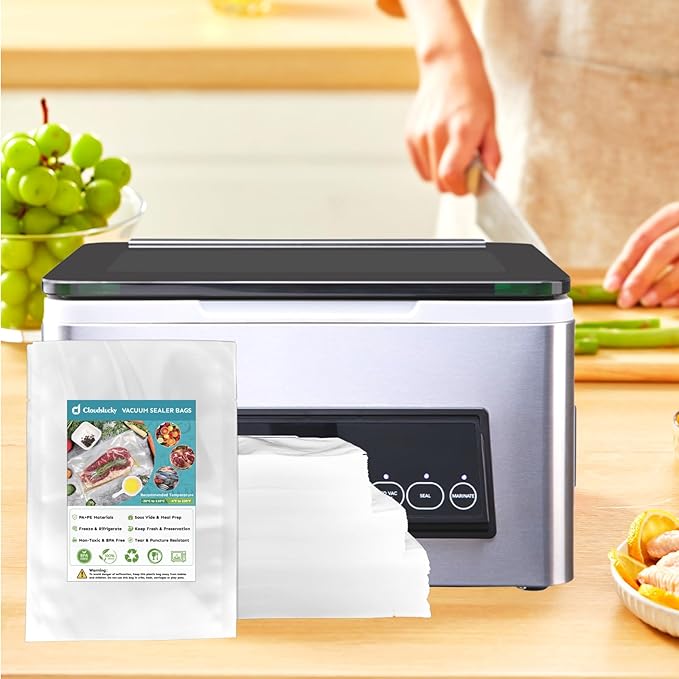 Chamber Vacuum Sealer Bags,8"x10" 200 Pcs Pre-cut Chamber Machine Pouches,Heavy Duty Chamber Vacuum Bags for Commercial Sealer,Food Storage,Meal Prep,Sous Vide,Meat Cheese Goods, BPA Free