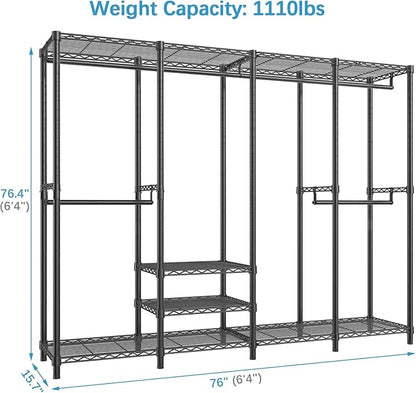 VIPEK V40 Wire Garment Rack Heavy Duty Clothes Rack for Hanging Clothes, Multi-Functional Bedroom Clothing Rack Freestanding Closet Wardrobe Rack, Max Load 1110lbs, Black