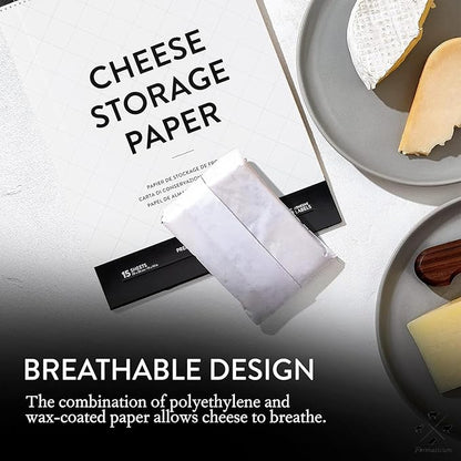 Formaticum 30-Pack Cheese Storage Wax Coated Paper - Porous Wax Sheets From France - Keep Cheese or Charcuterie Fresh - Professional Grade Cheese Paper for Wrapping Cheese - 11 x 14