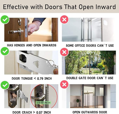 Home Security Door Lock, VIRIDI Portable Travel Doorlocks for Airbnb Hotel Room Bedroom Add Extra Safety Privacy Solid Removable No Drill Door Jammer Latch for House Apartment School Selfdefense Item