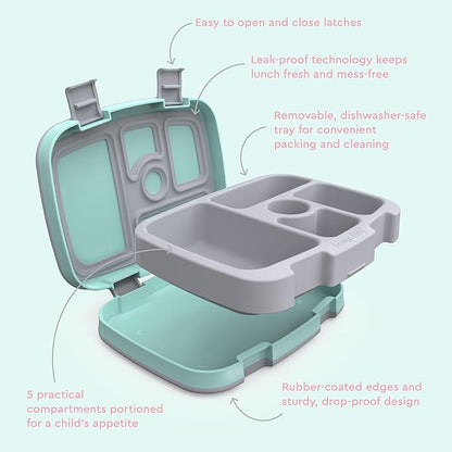 Bentgo Kids Prints Leak-Proof, 5-Compartment Bento-Style Kids Lunch Box - Ideal Portion Sizes for Ages 3-7, Durable, Drop-Proof, Dishwasher Safe, & PFAS & BPA-Free Materials (Puppy Love)