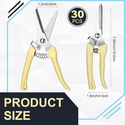 Chumia 30 Pcs Garden Flower Shears Pruning Scissors Heavy Duty Plant Scissors Trimming Garden Clippers Hand Tree Pruner for Yard Gardening Plants Hedge Flower Tree Cutting Secateurs (Beige)