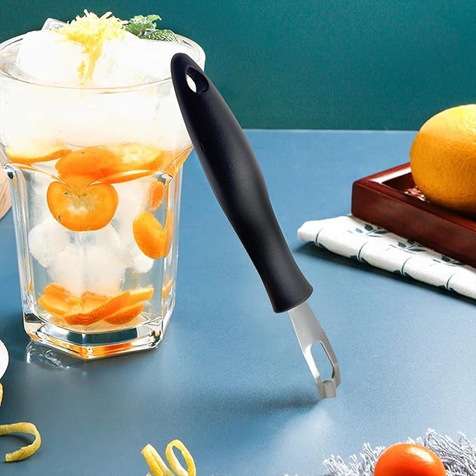 Channel Knife Lemon Peeler Zester-Garnish for Cocktail Mixers- Triangular, V-Shaped Stainless Steel Professional Grade Bar Tool-Fruit Peeler Zester (Peeler A)