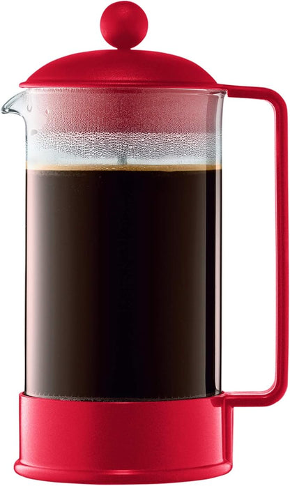 Bodum 34oz Brazil French Press Coffee Maker, High-Heat Borosilicate Glass, Red - Made in Portugal