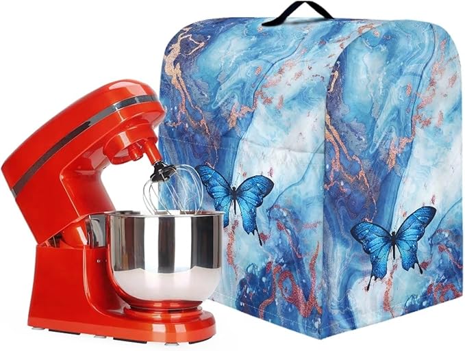 Blue Marble and Butterfly Mixer Covers Stand Mixer Dustproof Cover Compatible with Kitchen Aid Mixer Washable Stand Mixer Covers for 4.5-5 Qt Mixer